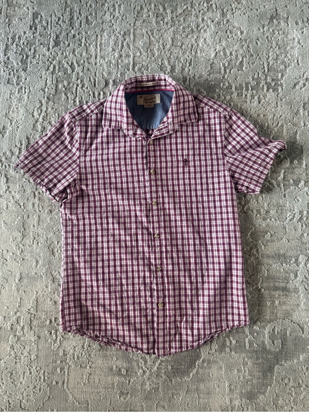 Original Vintage penguin heritage slim fit Men’s Short Sleeve Check Shirt size S